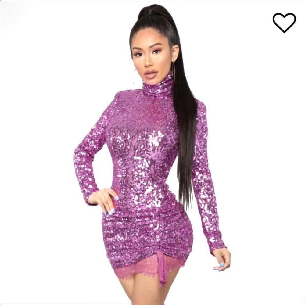 NWT Boutique Long Sleeves Sequins Mini Open Back Stretch Cocktail Sheath Dress M